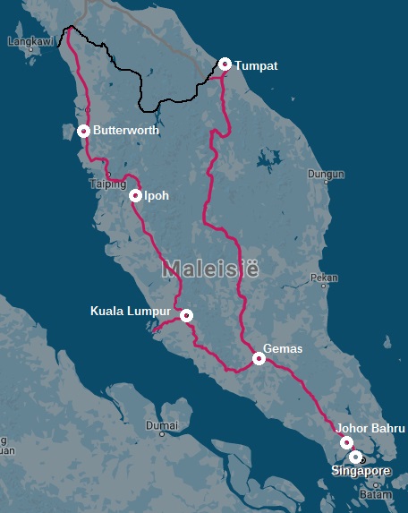 Route jungle trein Maleisië